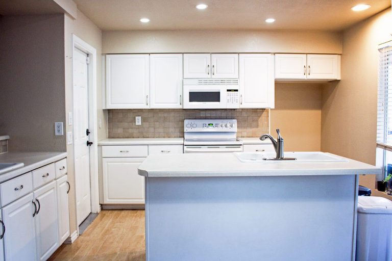 Kitchen AFTER dining room view paintedposies.com