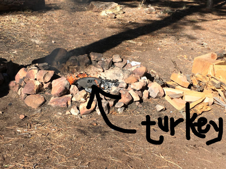 Thanksgiving Camping Tradition 2016 Campfire and Turkey paintedposies.com